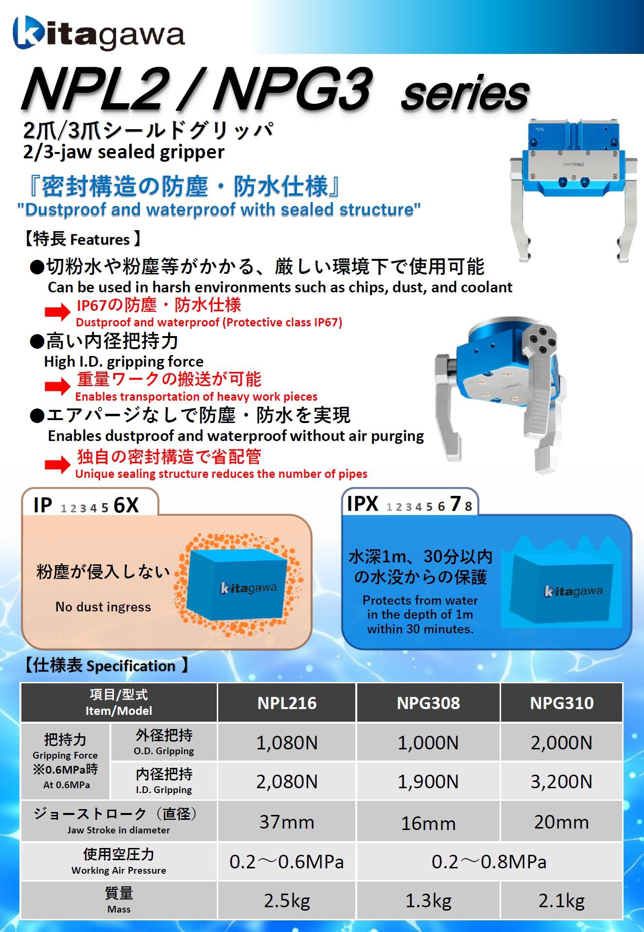 NPL・NPG_密封构造的防尘.防水规格机器人夹爪
